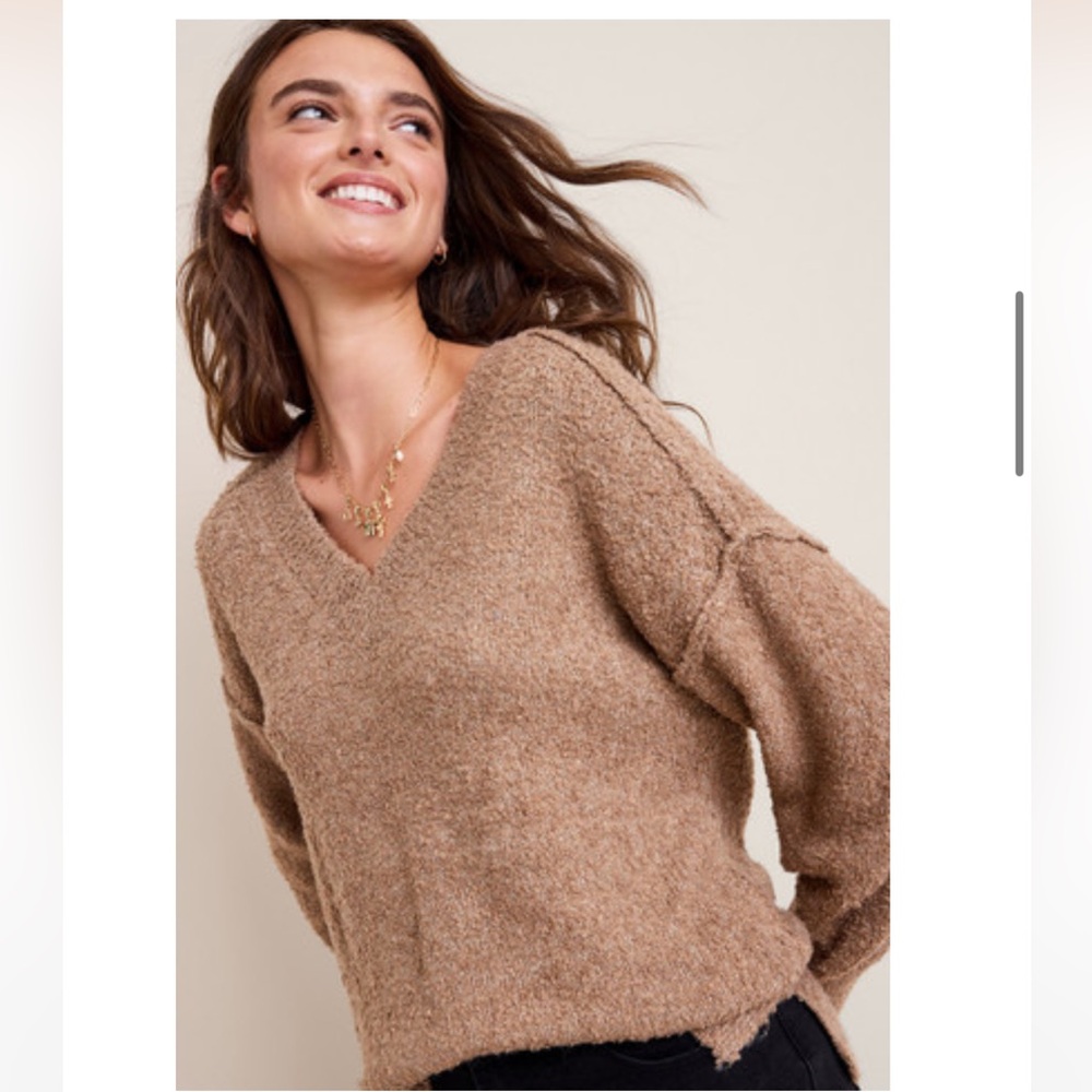 Francesca’s V-Neck Brown Sweater